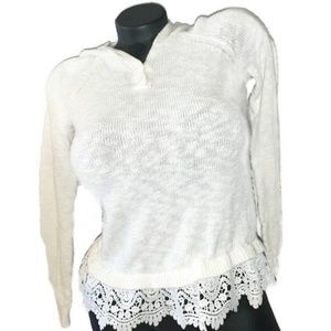 Abercrombie & Fitch Cream Hooded Sweater with Lace **kids**